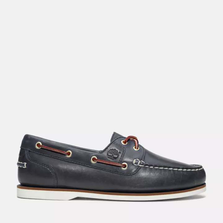 Chaussure bateau classique pour femme en bleu foncé