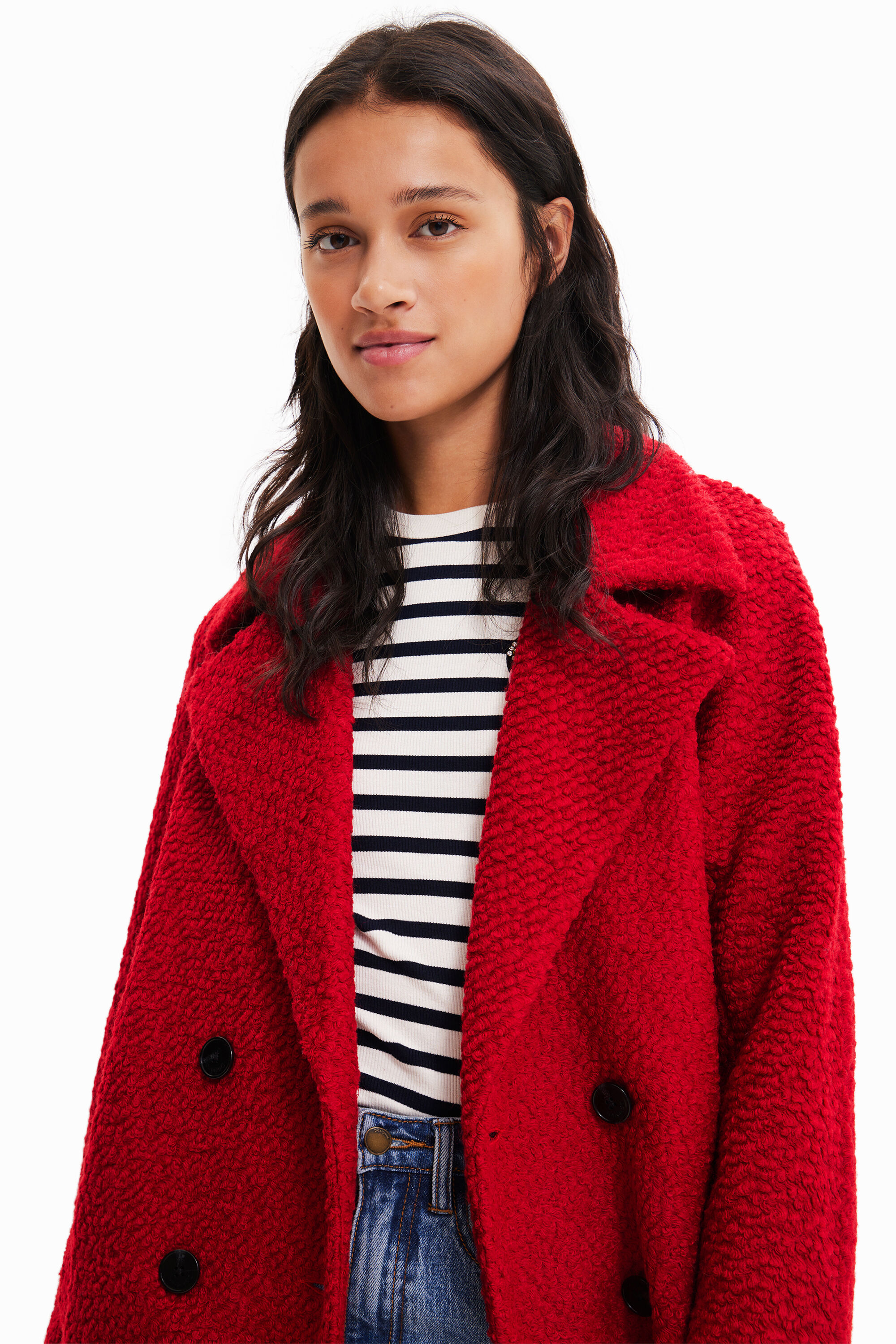 Manteau droit laine