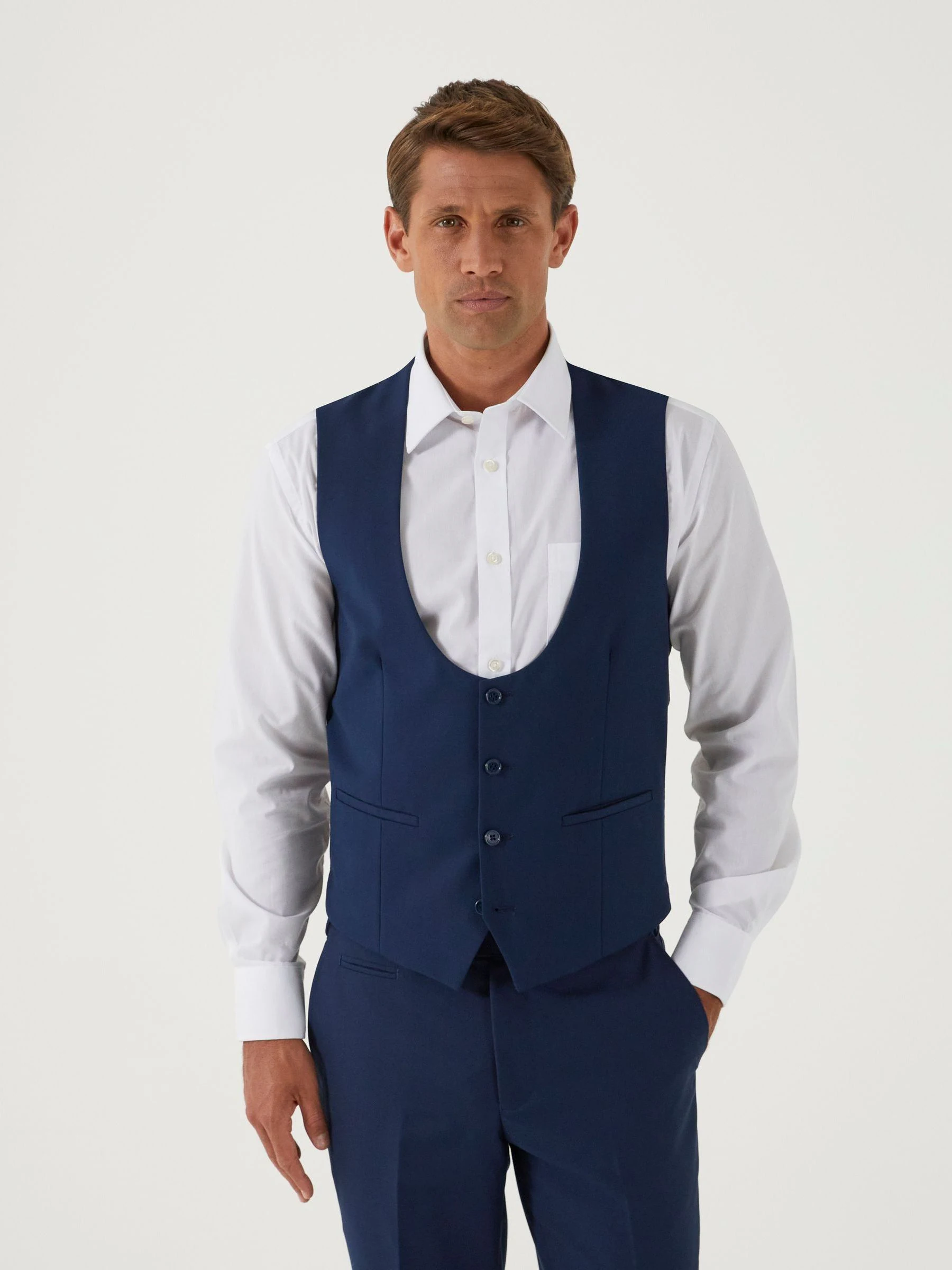 Blauw - Skopes Milan Scoop Slim fit gilet