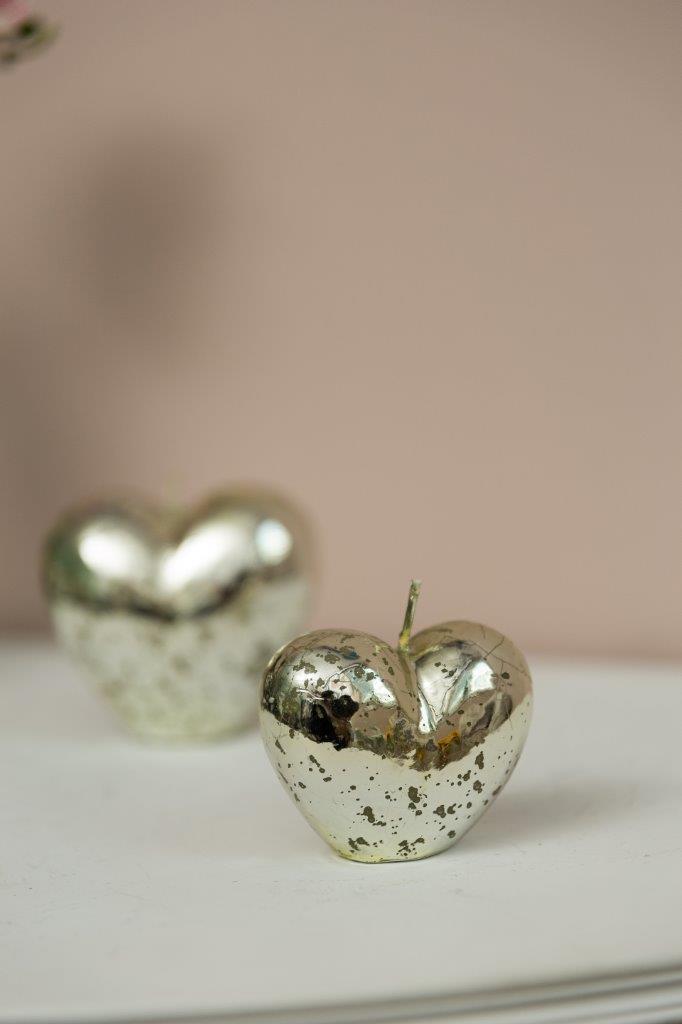 Herzkerze - silber - 7 cm