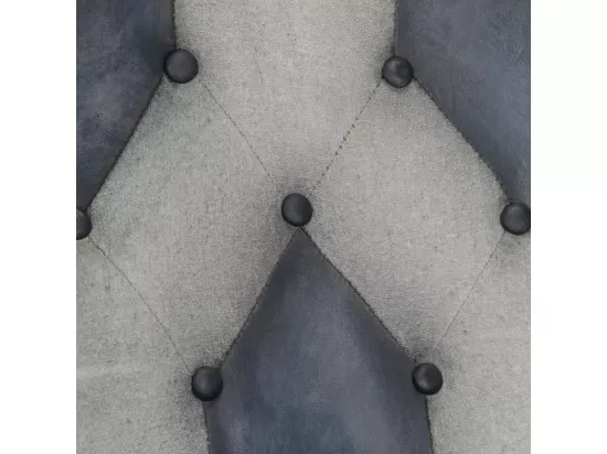 Chaise à bascule et repose-pieds Gris Cuir véritable et toile