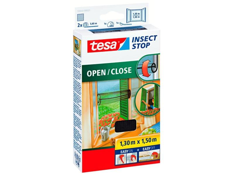tesa Fliegengitter Insect Stop Open/Close Insektenschutz für Fenster, anthrazit
