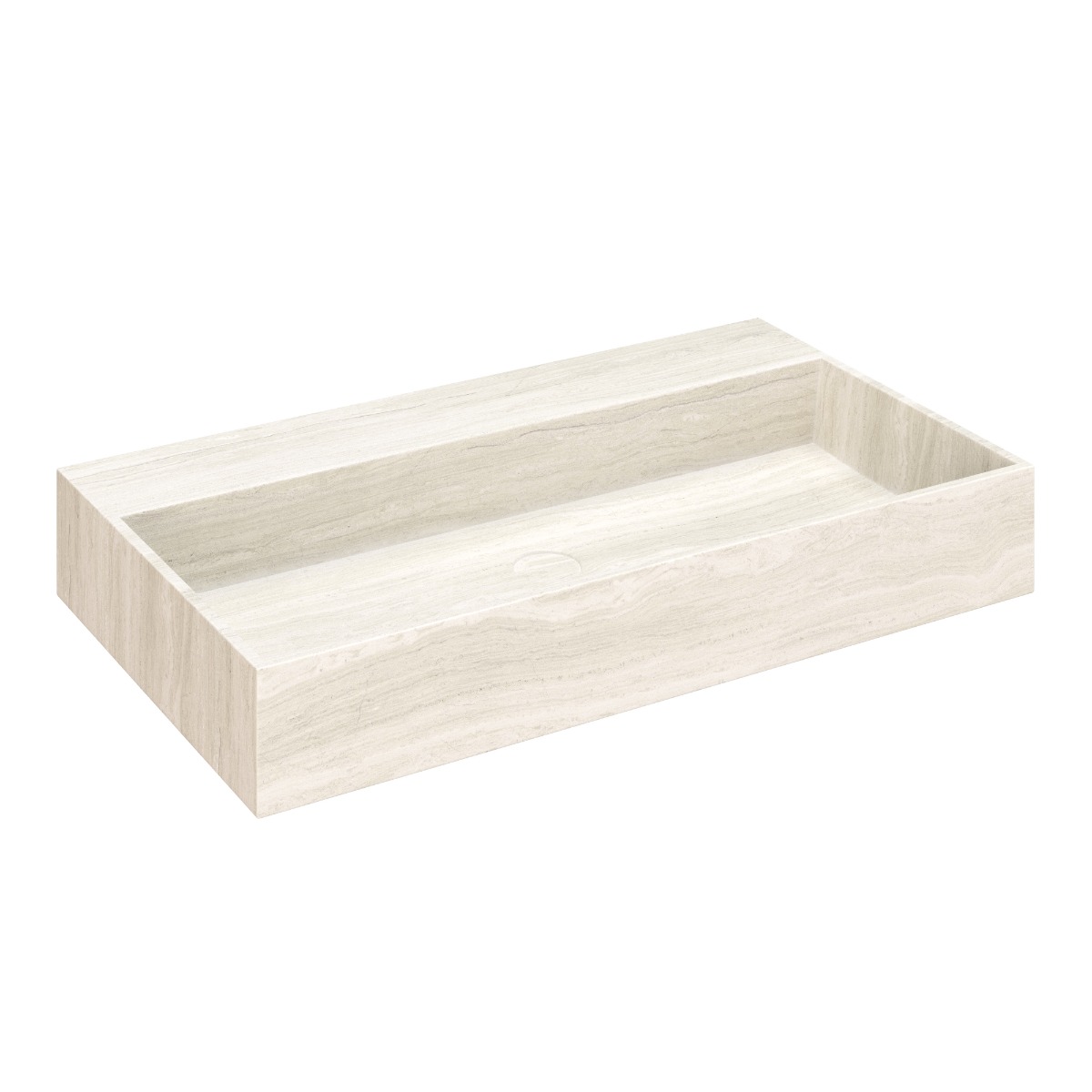 Fontana White Travertin badmeubel 80cm mat wit met ribbelfront zonder kraangat