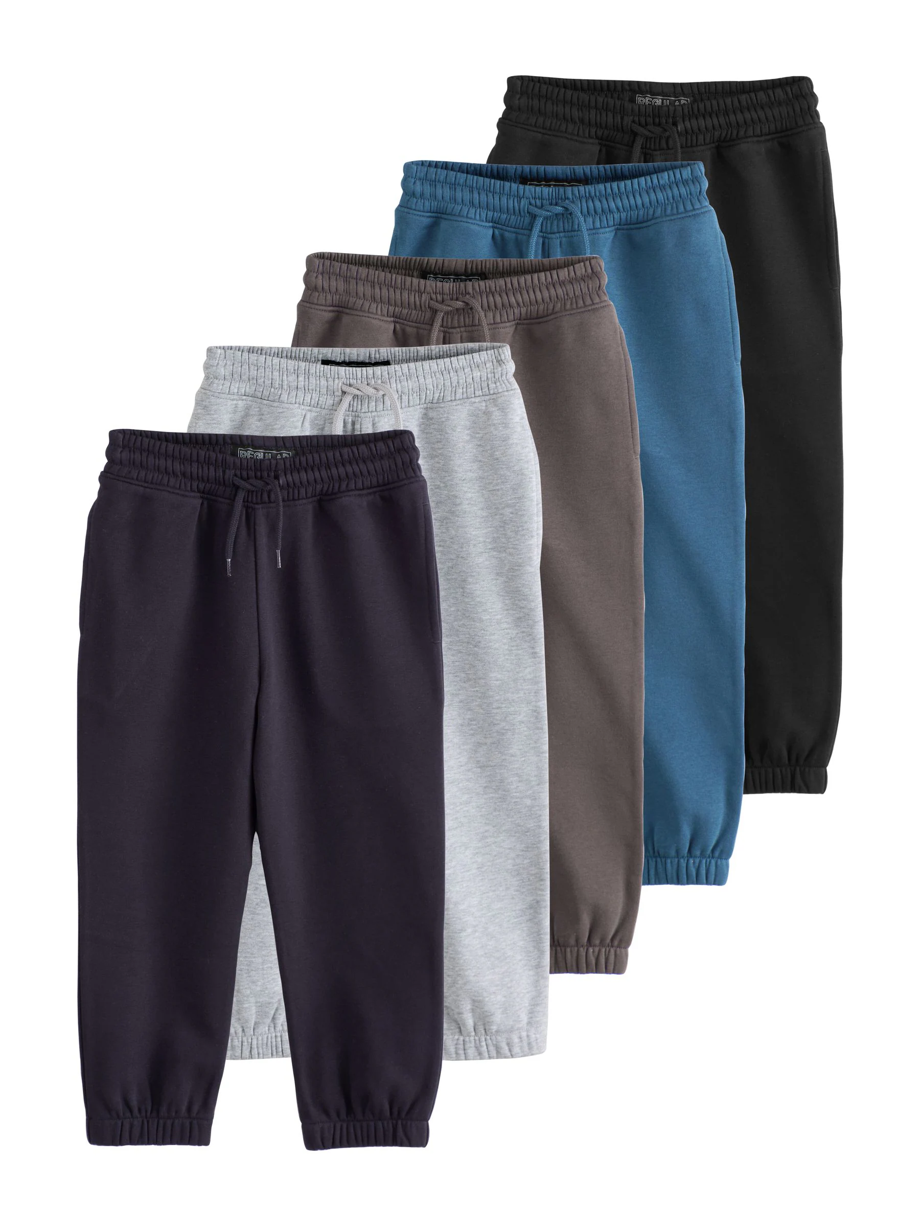 Blauw/grijs/zwart - Basic joggingbroeken, set van 5 (3-16jaar)