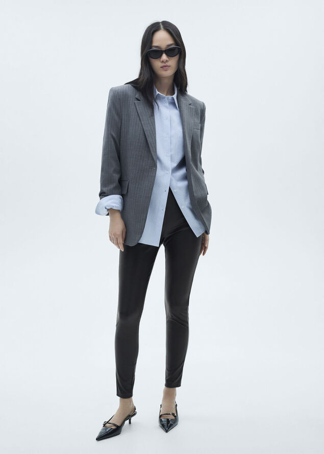 MANGO Faux leather leggings Black