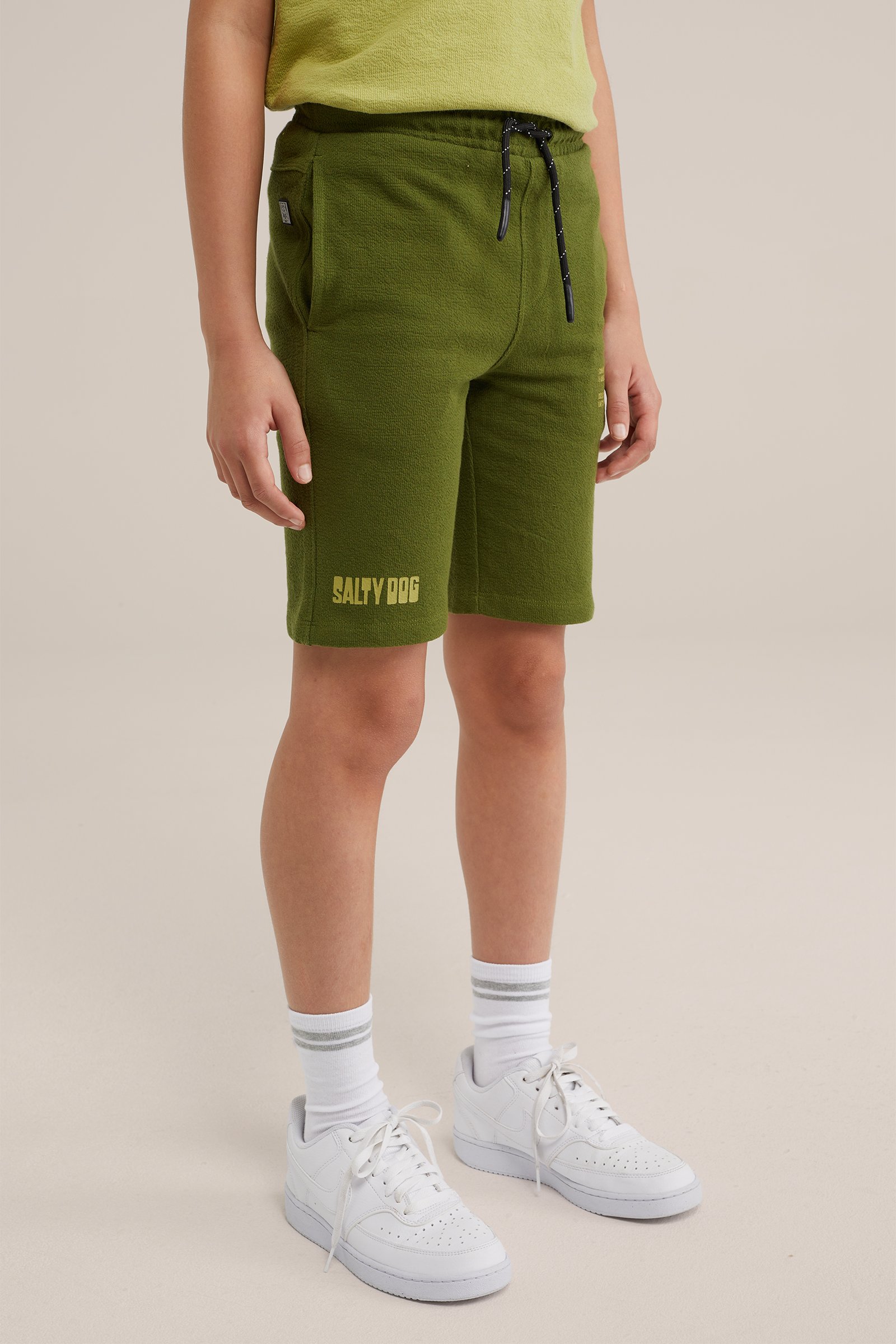 Jongens sweatshort met structuur Salty Dog Mosgroen