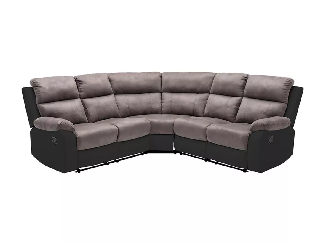 Canapé d'angle relax gris et noir en microfibre et simili TOLZANO