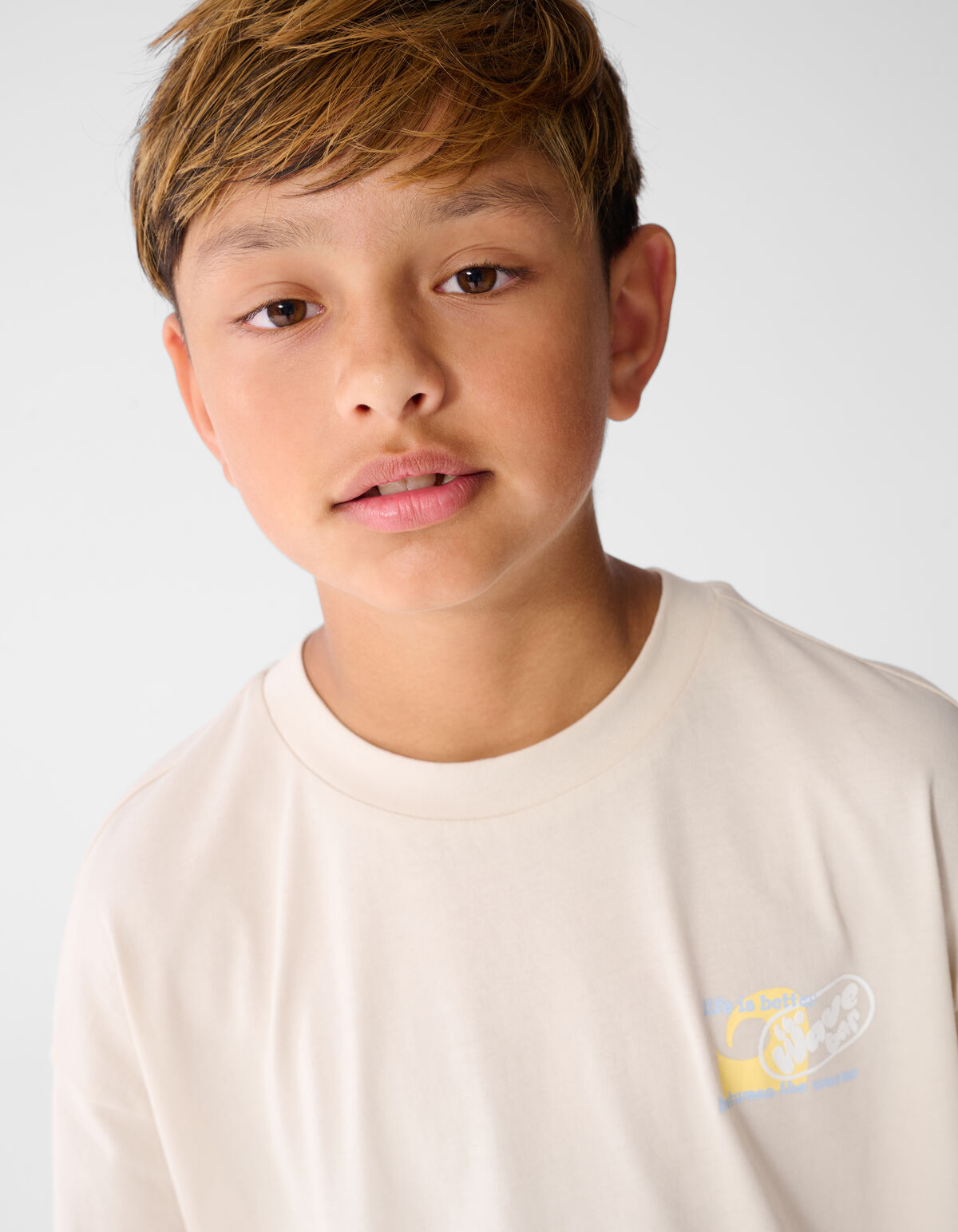 Oversized Waves Artwork T-shirt Beige