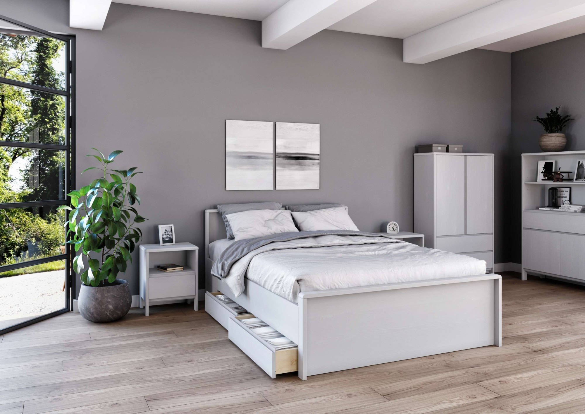 Home affaire Massivholzbett »Luven, hohe Belastbarkeit! FSC® zertifiziertes Massivholz« Breite/Belastbarkeit 180cm/220 KG, 140cm/180 KG,  aus massiver Kiefer im schlichten Design