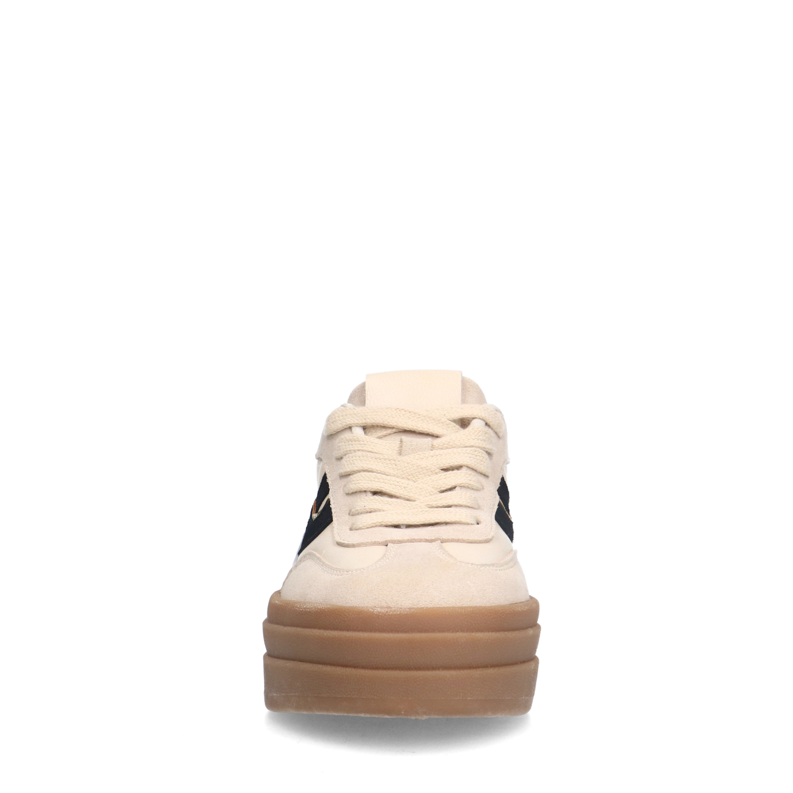 Beige leren sneakers met suède details
