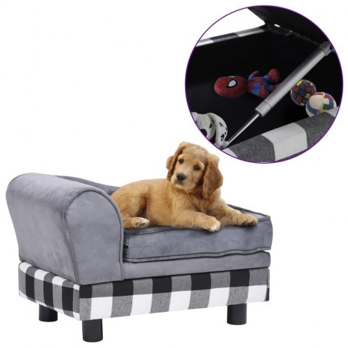 Sofá cinza estilo divã para cães