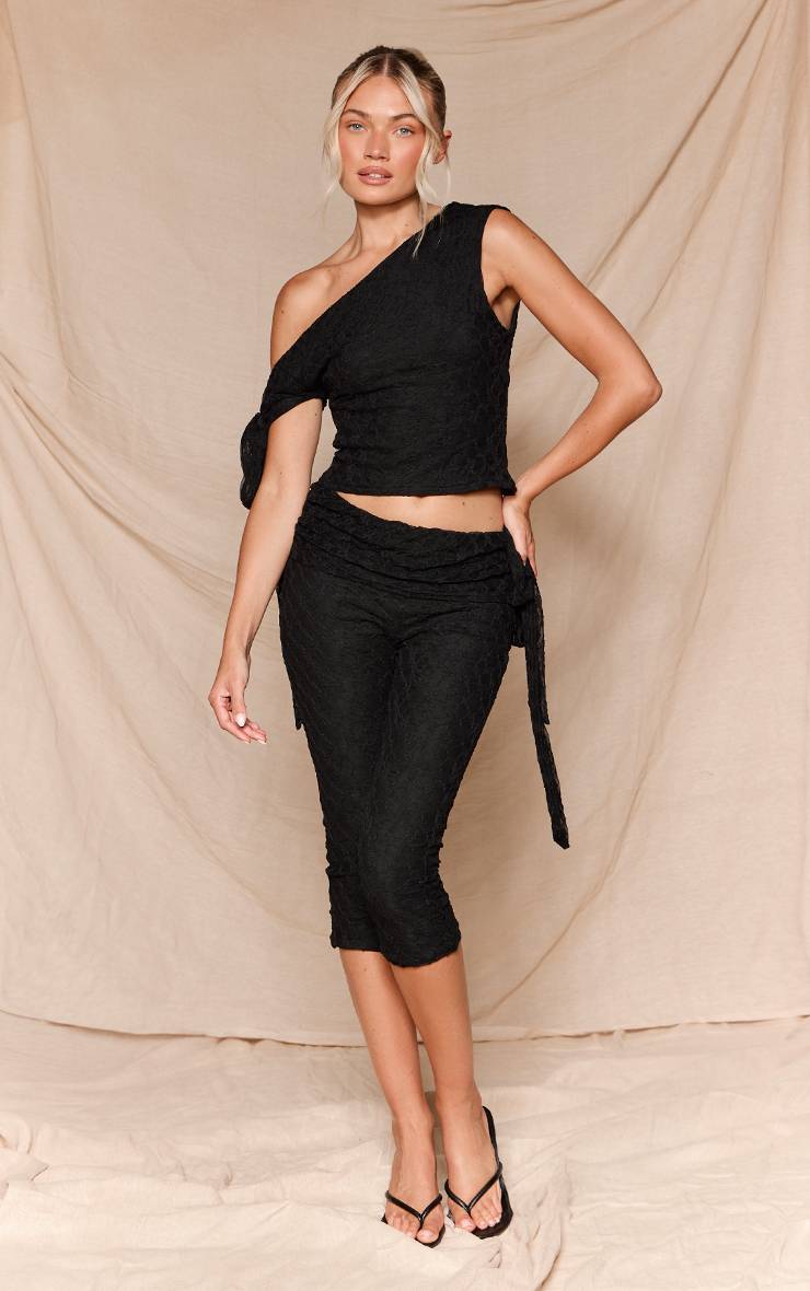 Noir Ensemble Coordonné Capri En Dentelle Avec Détail Nœud Asymétrique