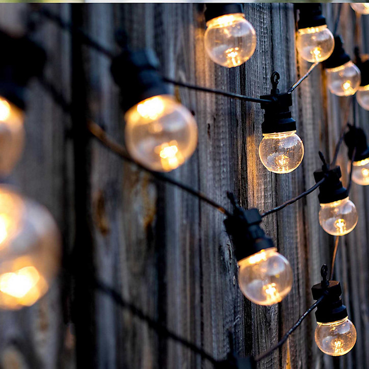 Guirlande lumineuse LED Party Clear 20 Lumisky 50 lm 1W IP44 blanc chaud L.8,7m guinguette noir brillant