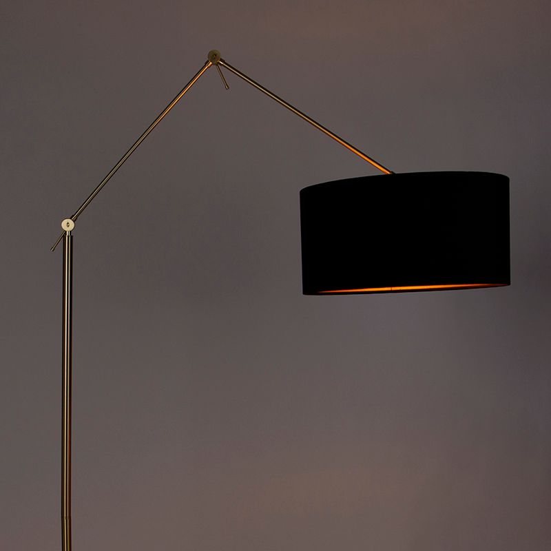 Moderne vloerlamp goud velours kap zwart 50 cm - Editor