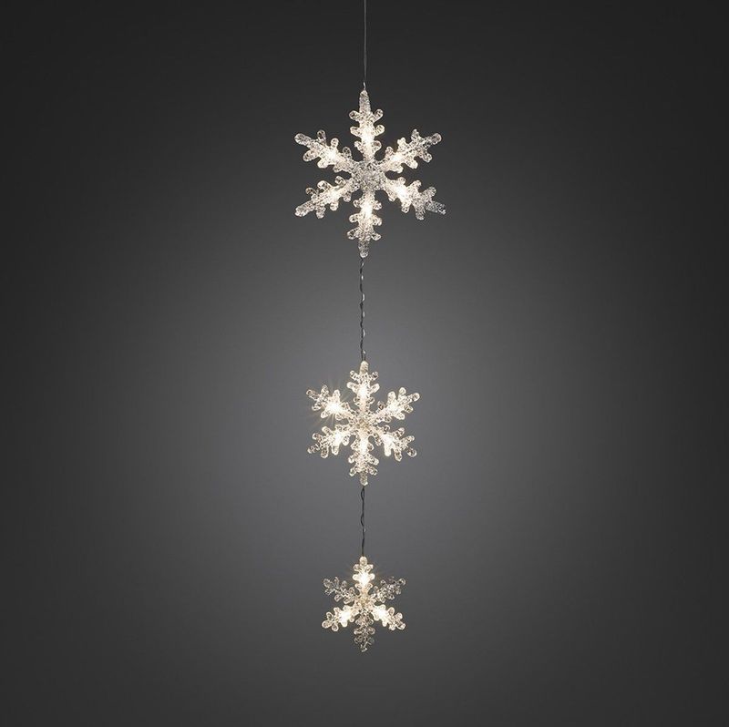 Decoratief Led-Lichtgordijn - 3 Acrylsneeuwvlokken - Warmwit - Binnenshuis