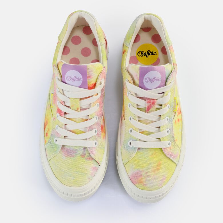 Paired Baskets basses véganes, tie dye corailvert