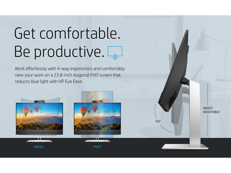HP Monitor E24m G4 40Z32E9 Ergonomischer 23.8-Zoll-Bildschirm mit Full HD-Resolution und USB-C-Anschluss
