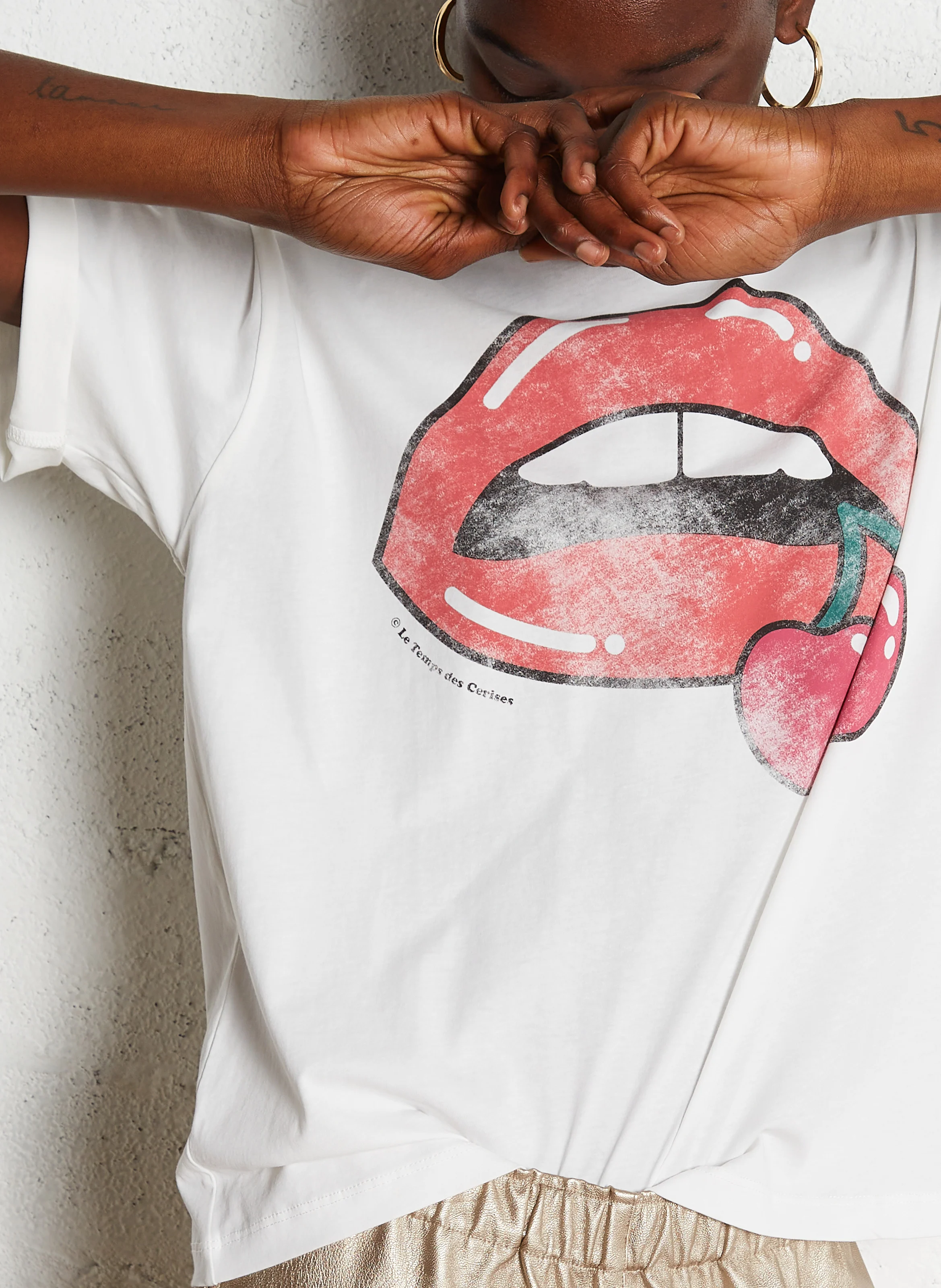 TAMITA - Tee-shirt ample col rond en coton | Blanc