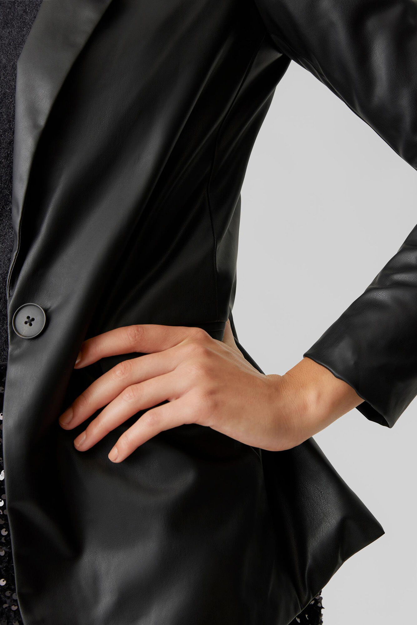 Blazer de couro sintético - Preto