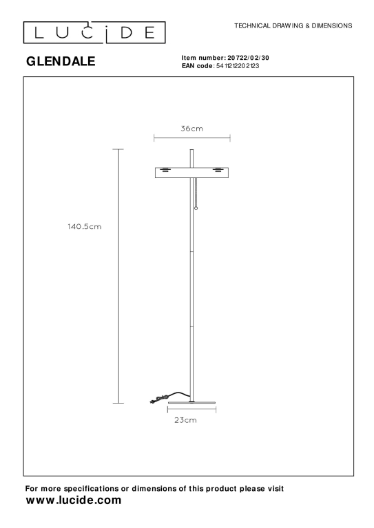 Lucide Glendale vloerlamp zwart