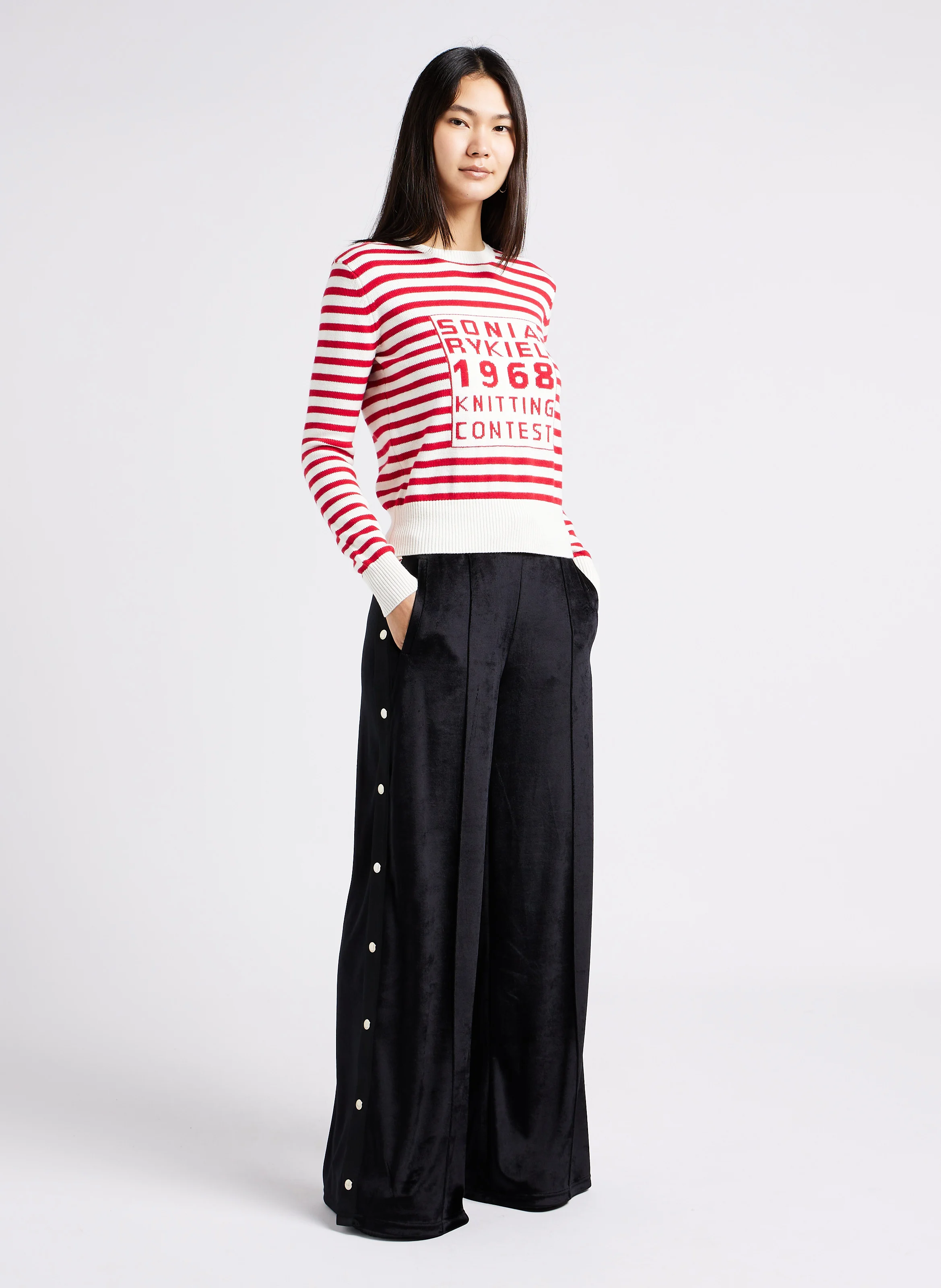 Pantalon large taille haute | Noir