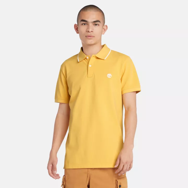 Polo à col imprimé Millers River pour homme en jaune clair