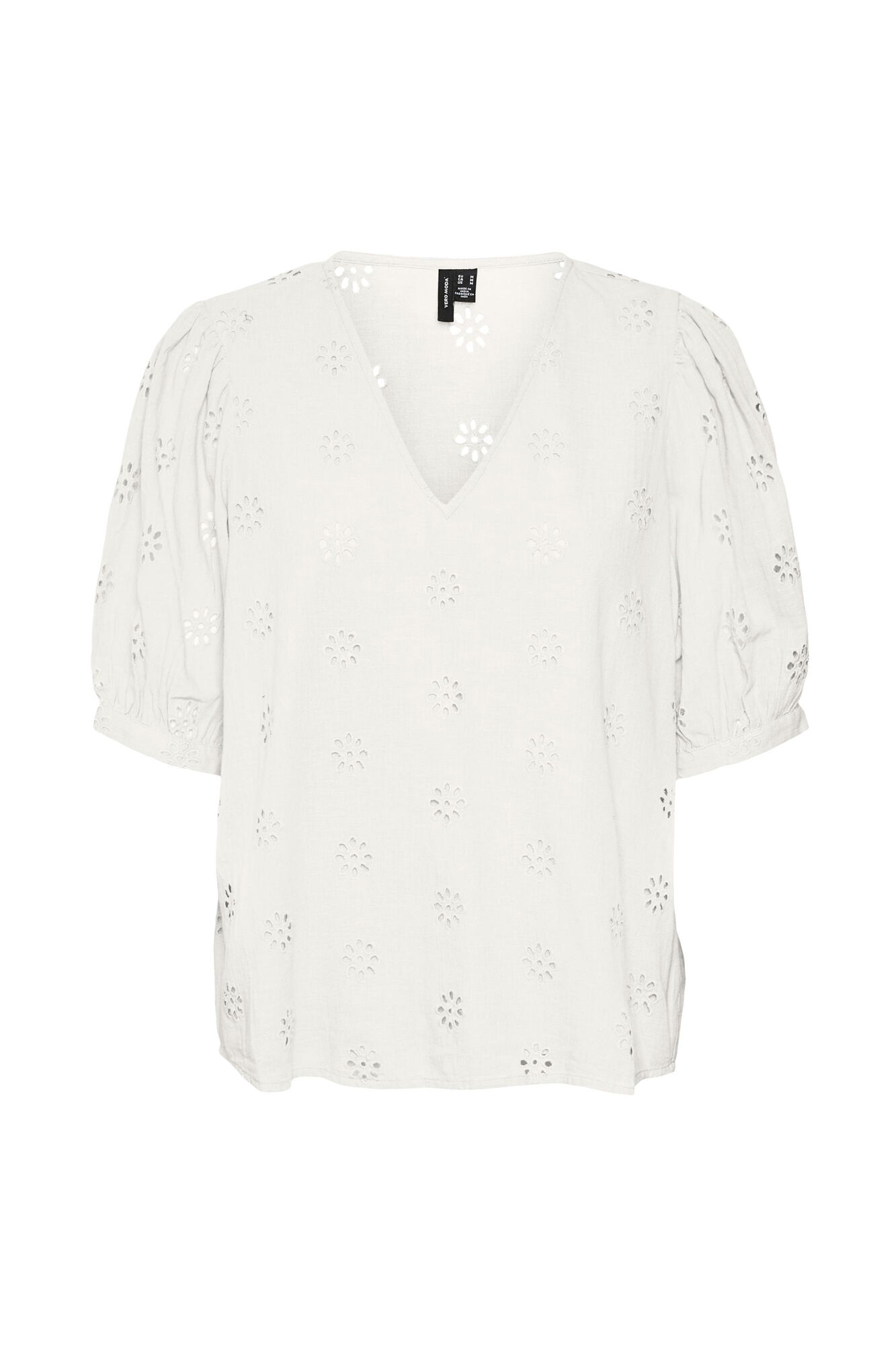 Blusa de manga curta com decote em V - Branca