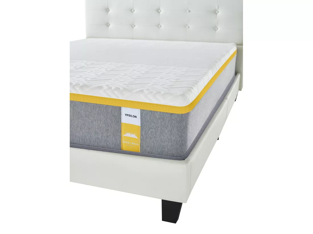 Ensemble Matelas + Lit Avec Tête De Lit 160x200 Cm, Ypsilon Ferme 28cm D’épaisseur