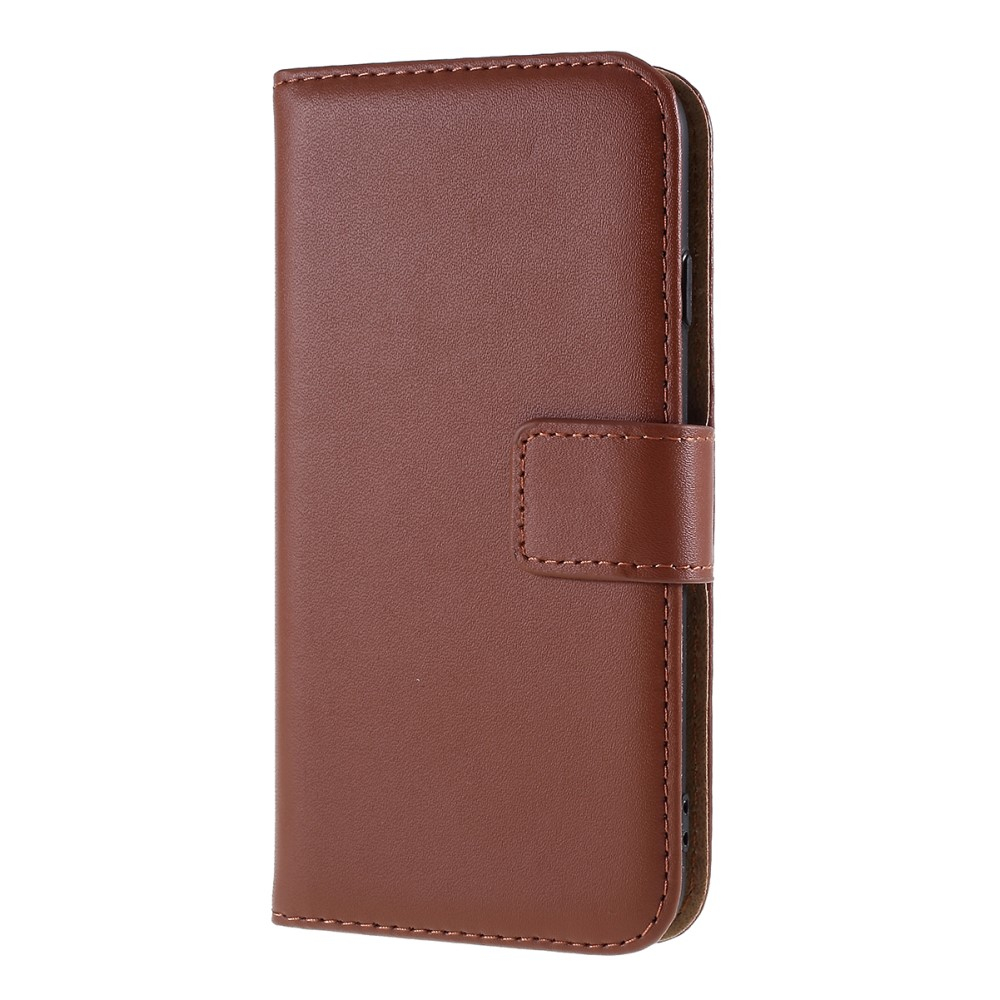 iPhone SE (2022/2020) / 8 / 7 Echtleder Tasche Flip Cover mit Karten Etui - Braun