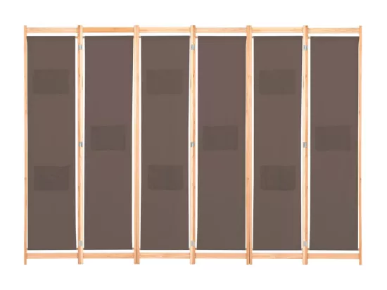 Cloison de séparation 6 panneaux Marron 240 x 170 x 4 cm Tissu