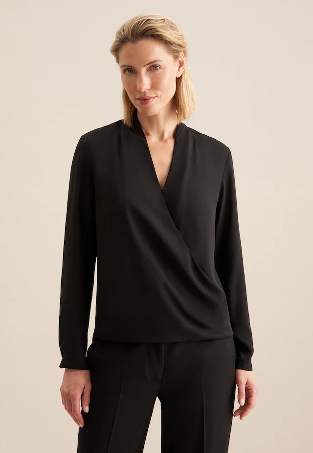 seidensticker Wickelbluse »Schwarze Rose«, 1/1 V-Neck Uni