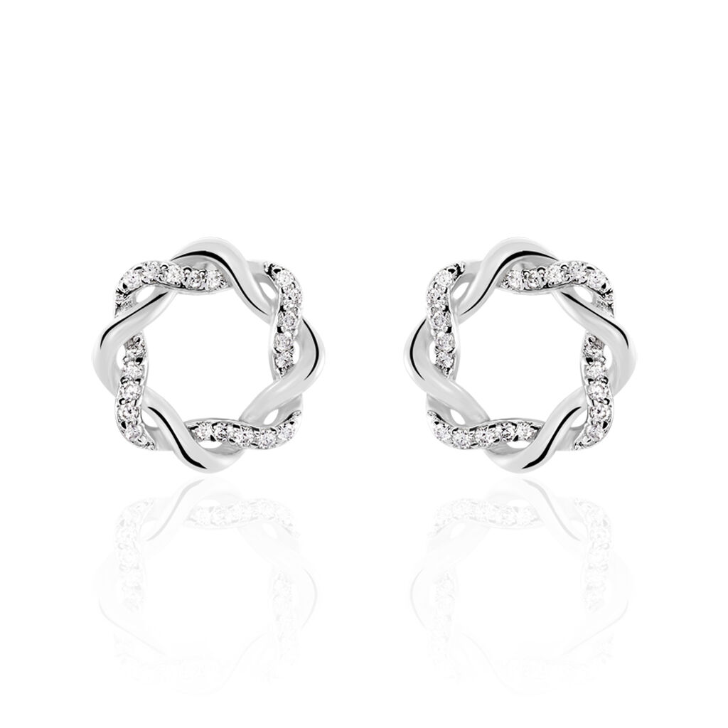 Boucles D'oreilles Pendantes Calandra Argent Blanc Oxyde De Zirconium