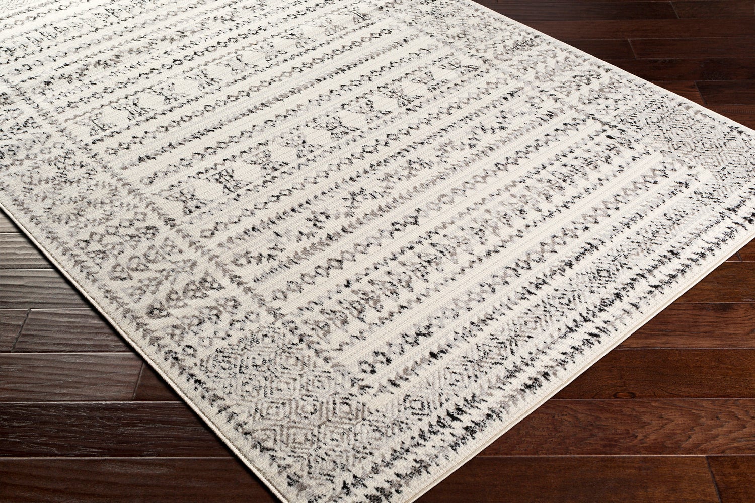 Scandinavisch Boho Halvloerkleed Wit/Zwart 80x220 cm OLIMPIA