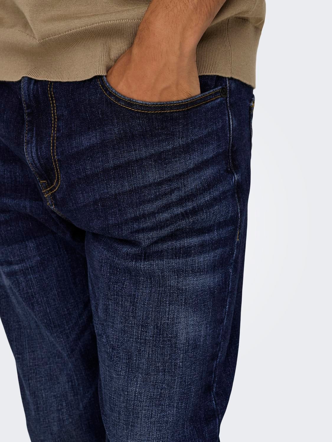 ONSWEFT Mittlere Taille Normal geschnitten Jeans Dark Blue Denim