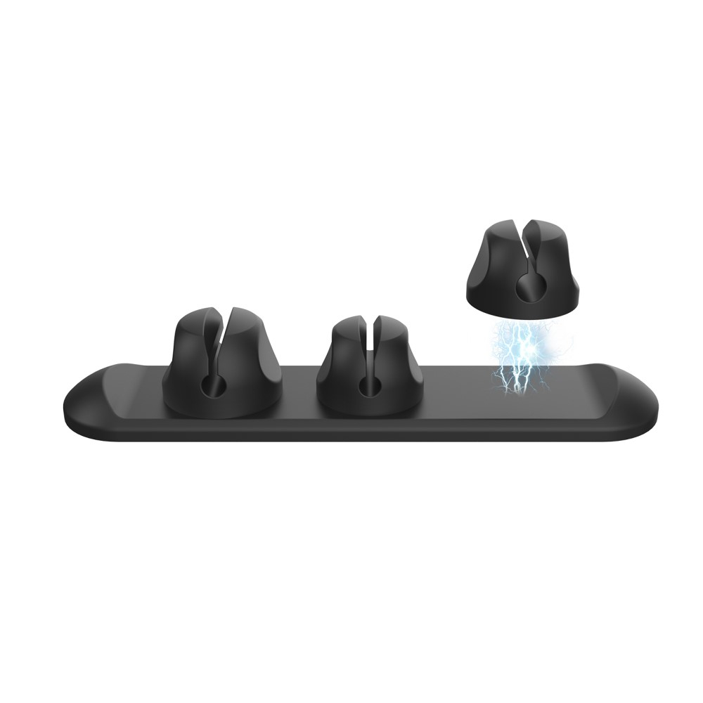 Selbstklebender Kabelhalter Vielzweck Kabelführung Organizer mit 3 Magnetischen Clips - Schwarz