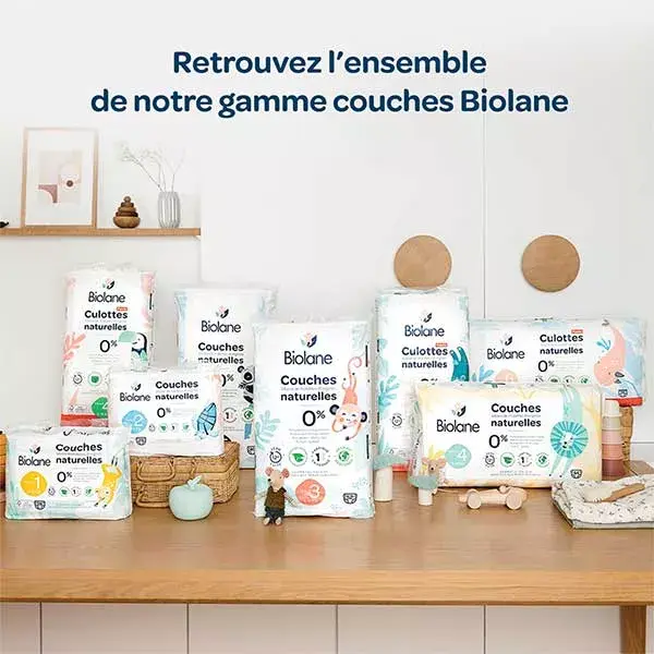 Biolane - Couches Naturelles Taille 2 - Ultra-Absorbant, Pas de Fuite - 28 unités