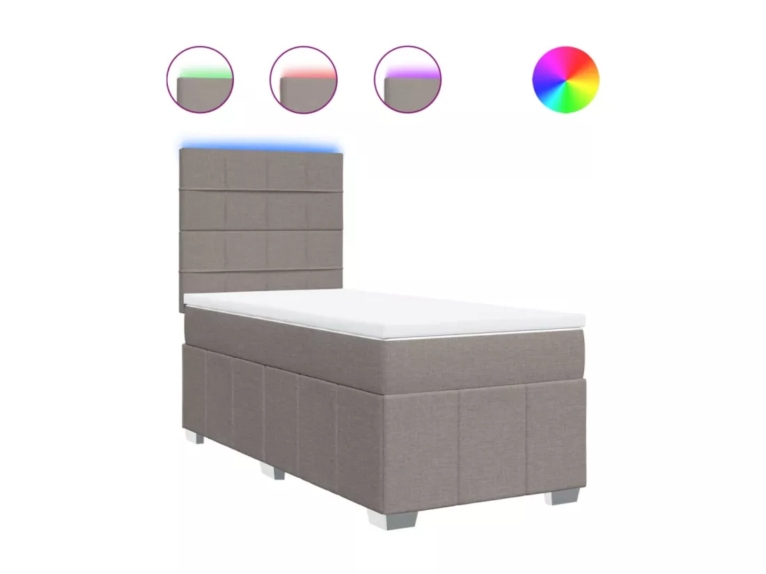 Sommier à lattes de lit avec matelas Taupe 90x190 cm Tissu