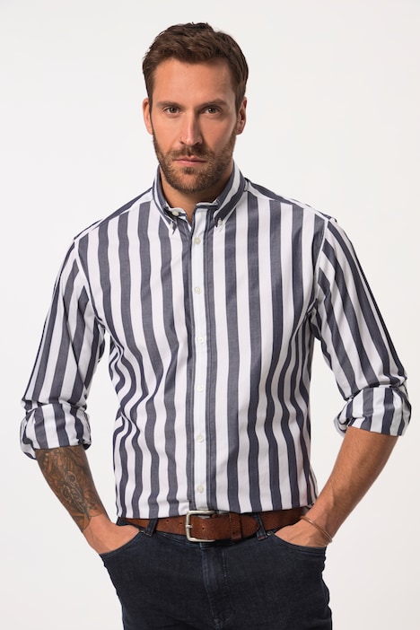JP 1880 Business-Hemd, Langarm, Streifen, EasyCare, Buttondown-Kragen, Modern Fit, bis 8 XL