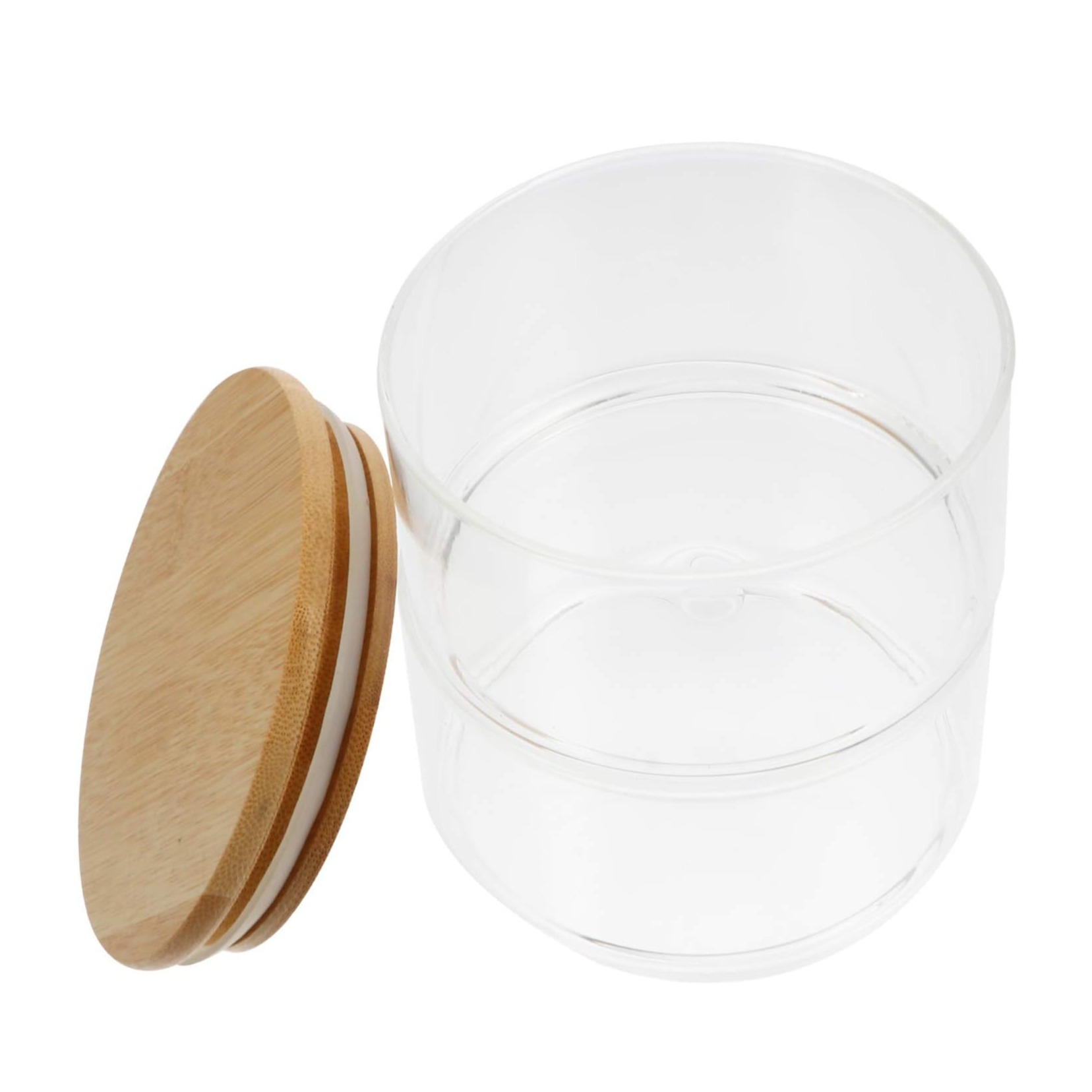 (900ml) 2-fach Glas Vorrats Aufbewahrungs Behälter Frischhalte Box Organizer für Snacks / Gewürze / Hülsenfrüchte - Transparent / Braun