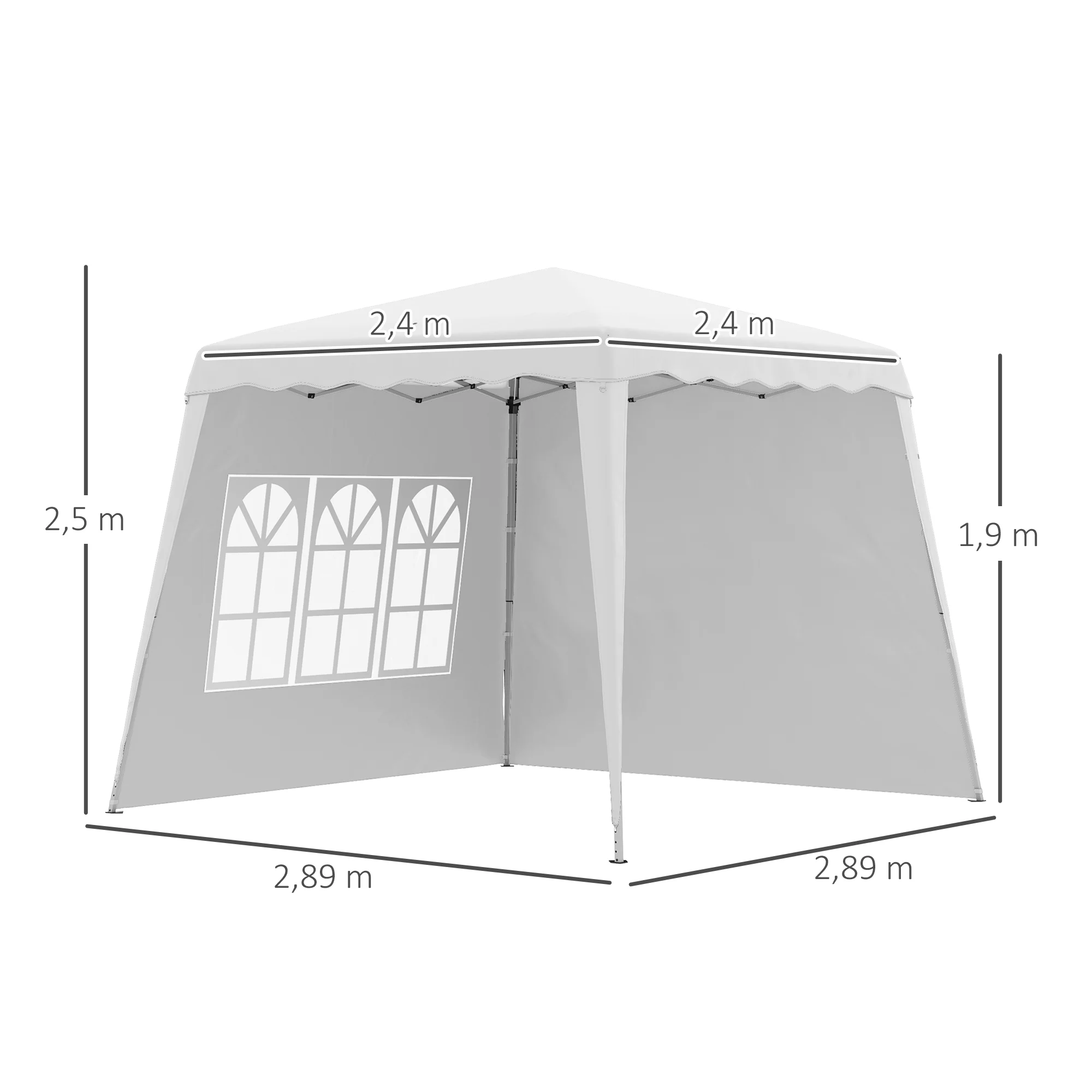 Tenda dobrável Outsunny com 2 paredes laterais