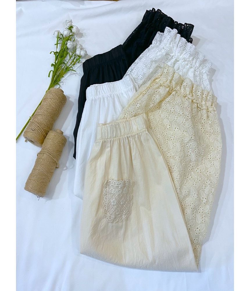 Santeh - Baggy broek met hoge taille en kantpaneel