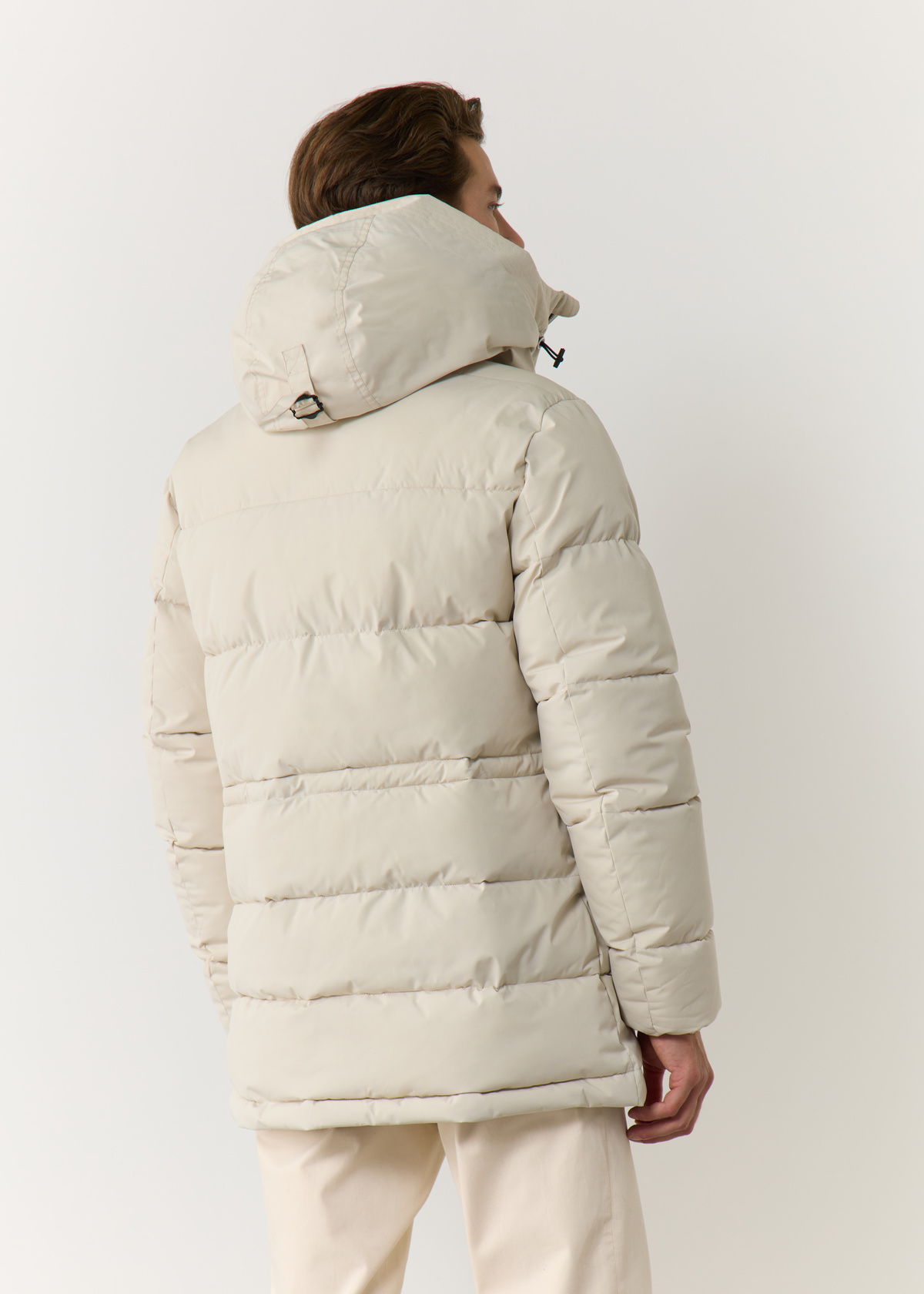 Parka matelassée unie beige à capuche