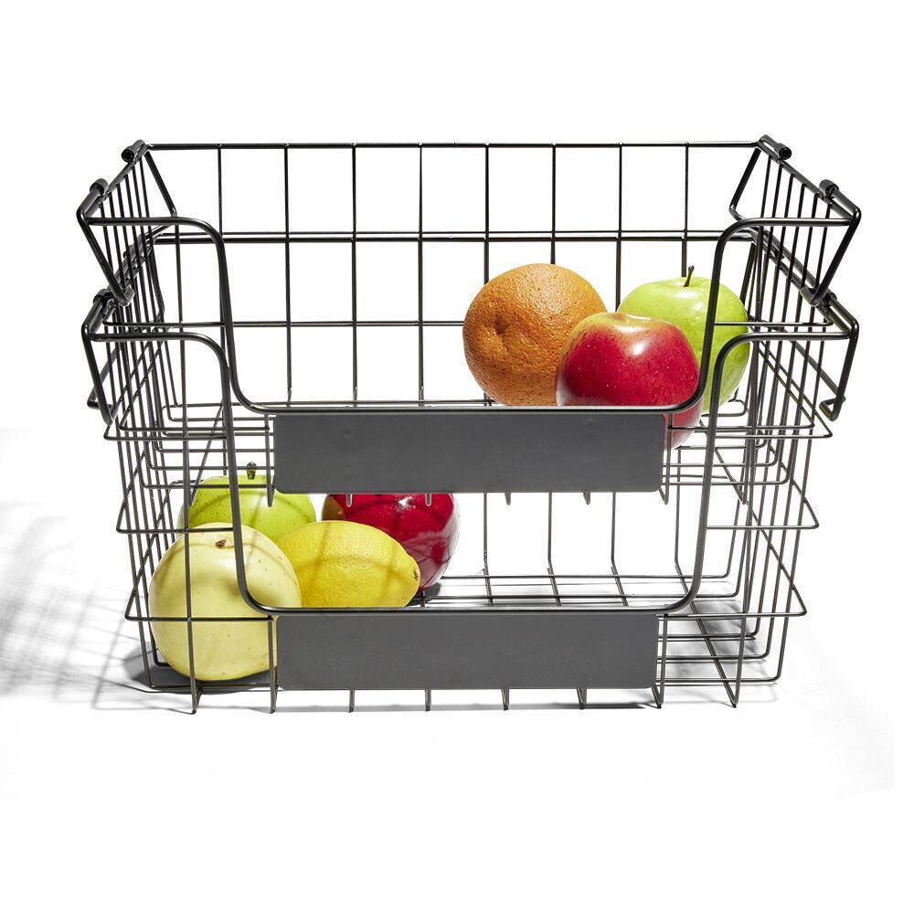 Panier superposable taille S métal noir 34,5x24x14cm