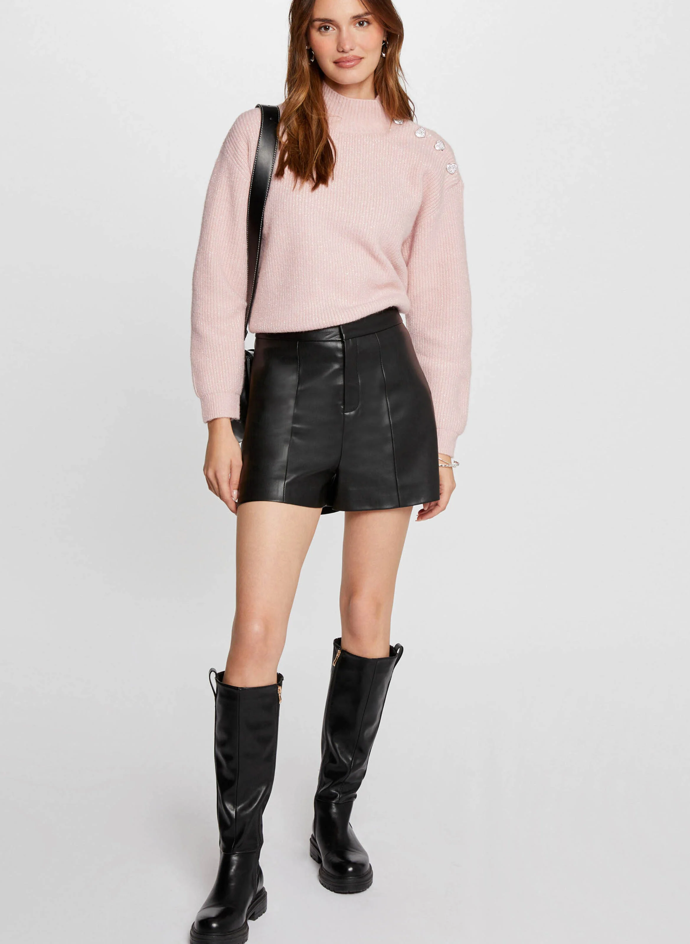 MSTORI - Pull droit col montant | Rose
