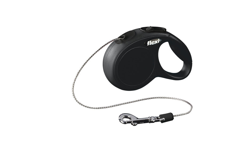 Flexi New Classic Koord - Rollijn - Hondenriem - zwart - XS - 300 cm
