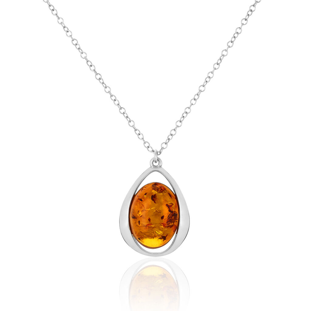 Collier Clemmy Argent Blanc Ambre