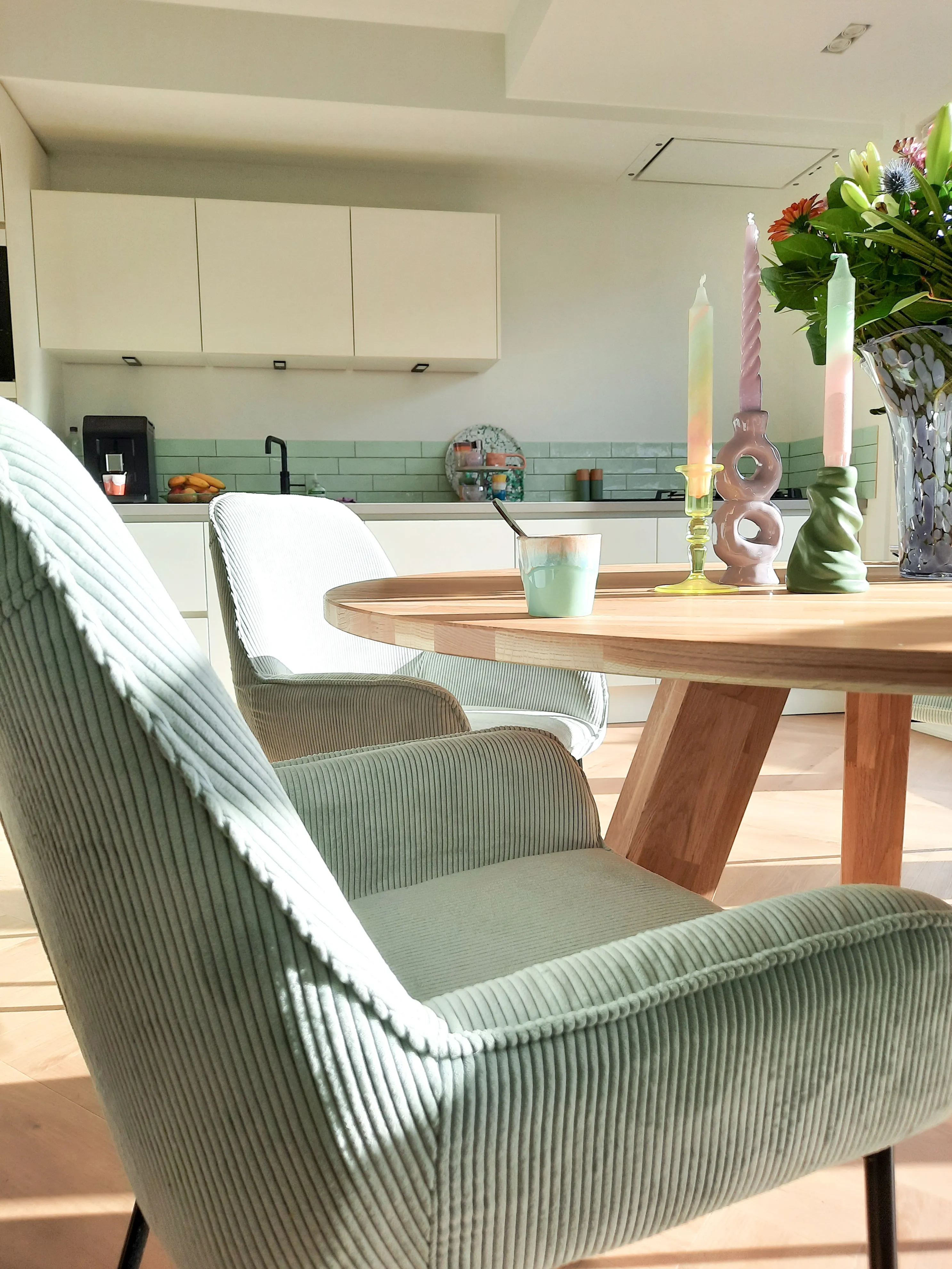 Set van 2 eetkamerstoelen LOVERNA Corduroy Mintgroen