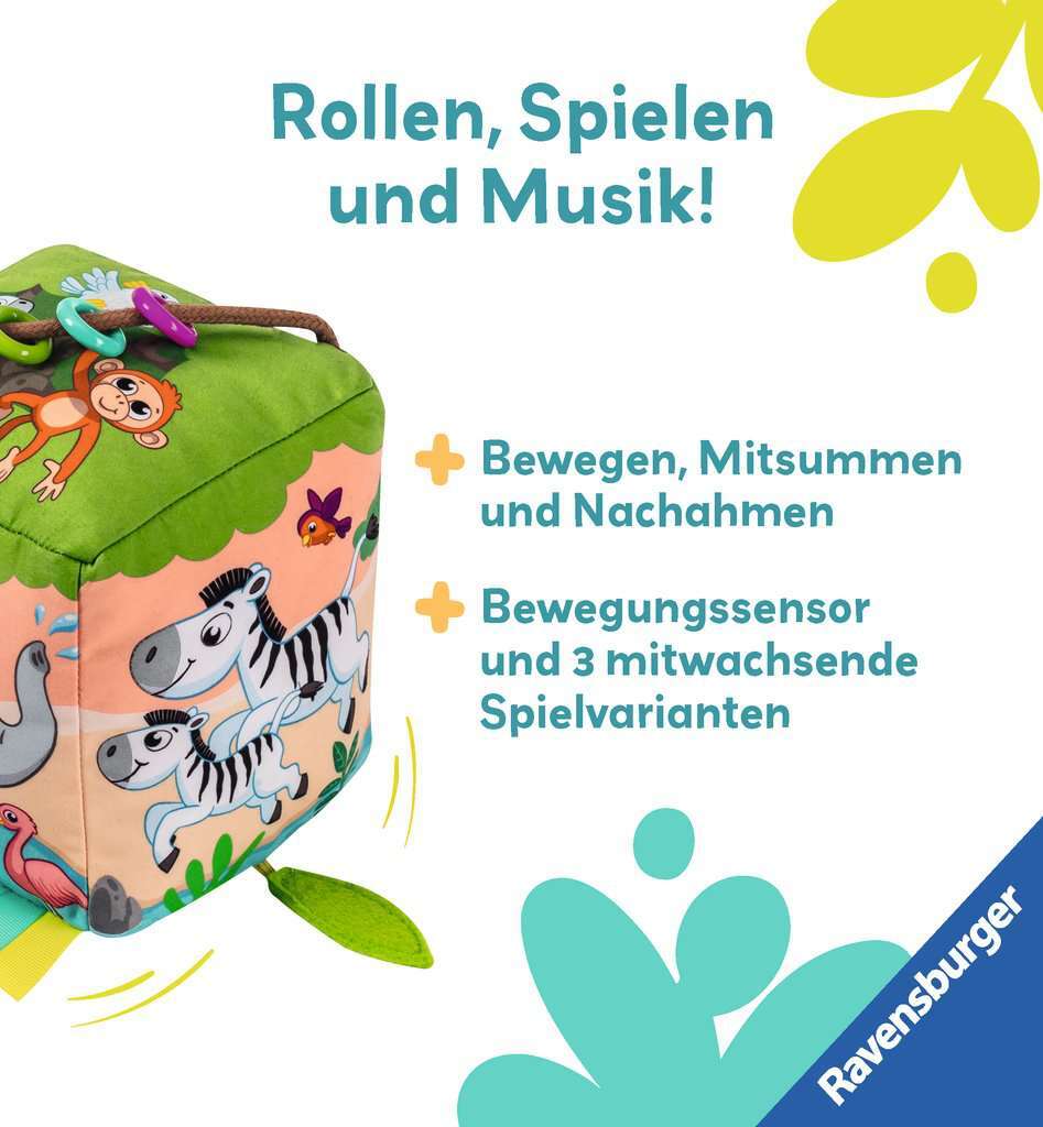 Ravensburger Spiel Play+ Motorik-Musik-Spiel-Würfel: Wilde Tiere