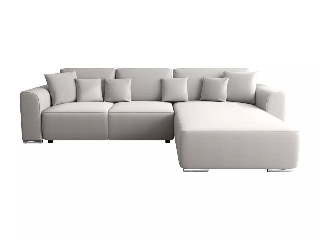 Canapé d'angle convertible et réversible en tissu gris clair MELTANA
