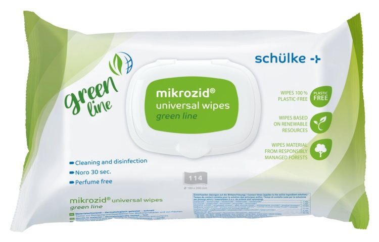 MIKROZID universal wipes greenline<br>114 Stück, Beutel, SP